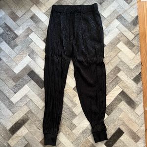 LNA Black Satin Cheetah Print Joggers